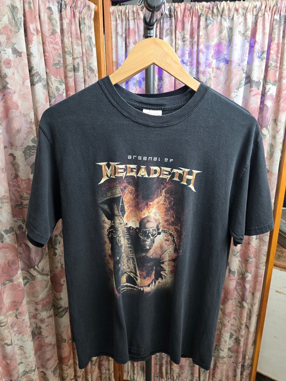 Hanes Black Megadeth Graphic Tee with Fiery Print